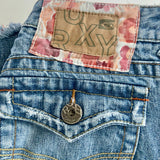 Early 2000s Roxy Low Rise Patchwork Flare Jeans