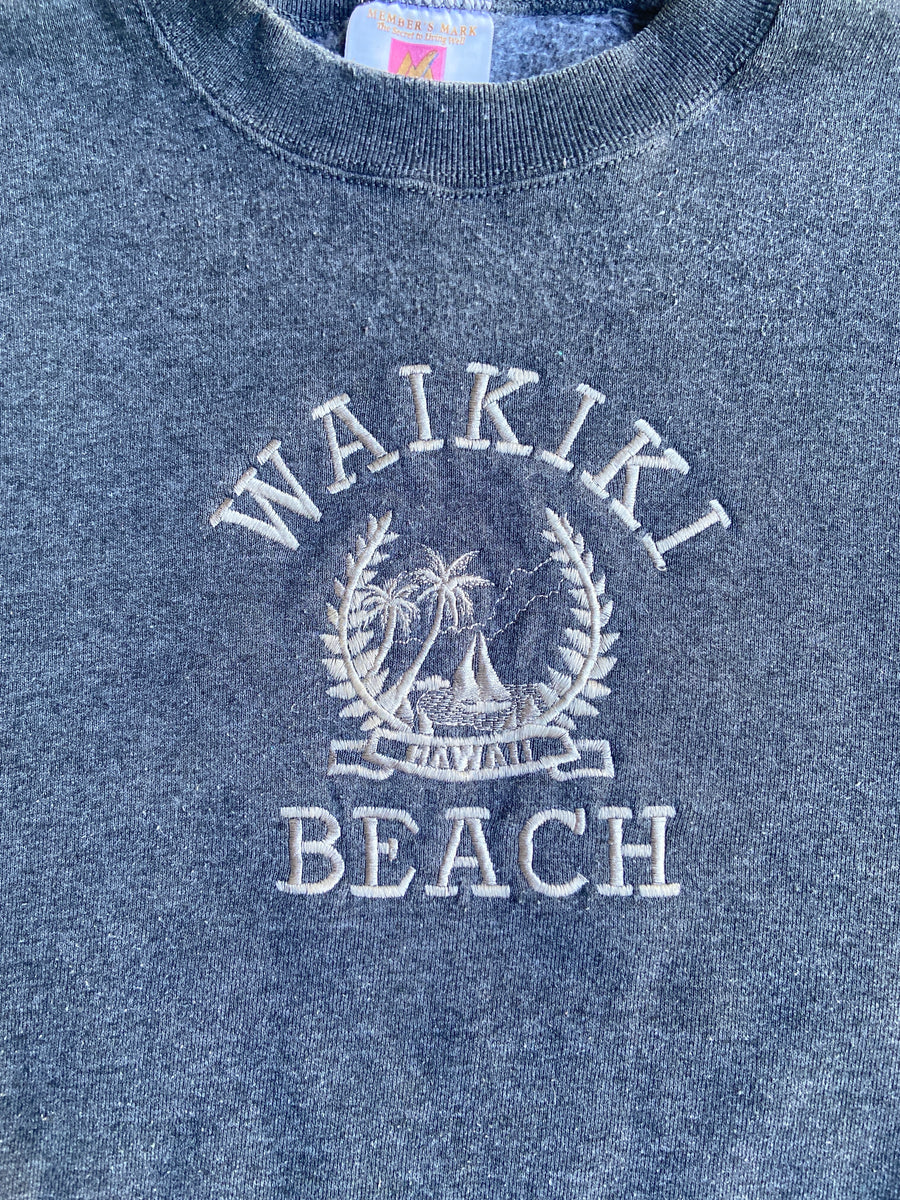 90s Waikiki Beach Embroidered Crewneck