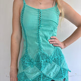 2000s Roxy Teal Crochet Tank Top