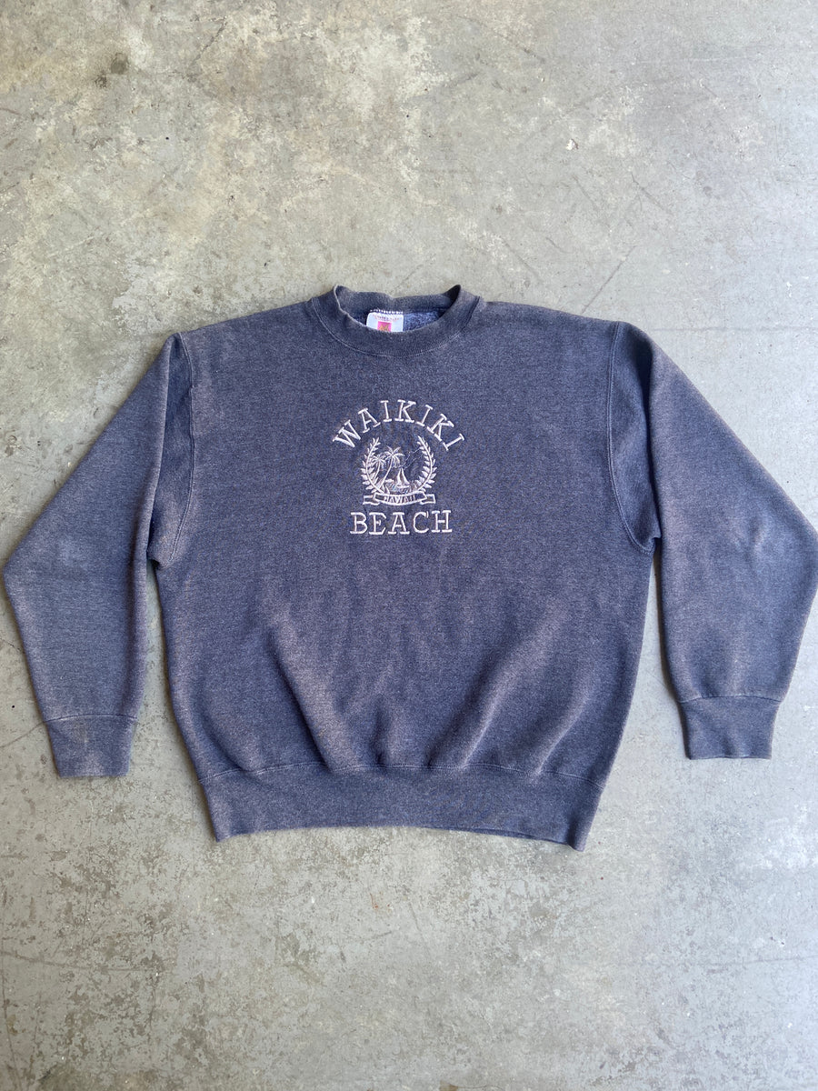 90s Waikiki Beach Embroidered Crewneck
